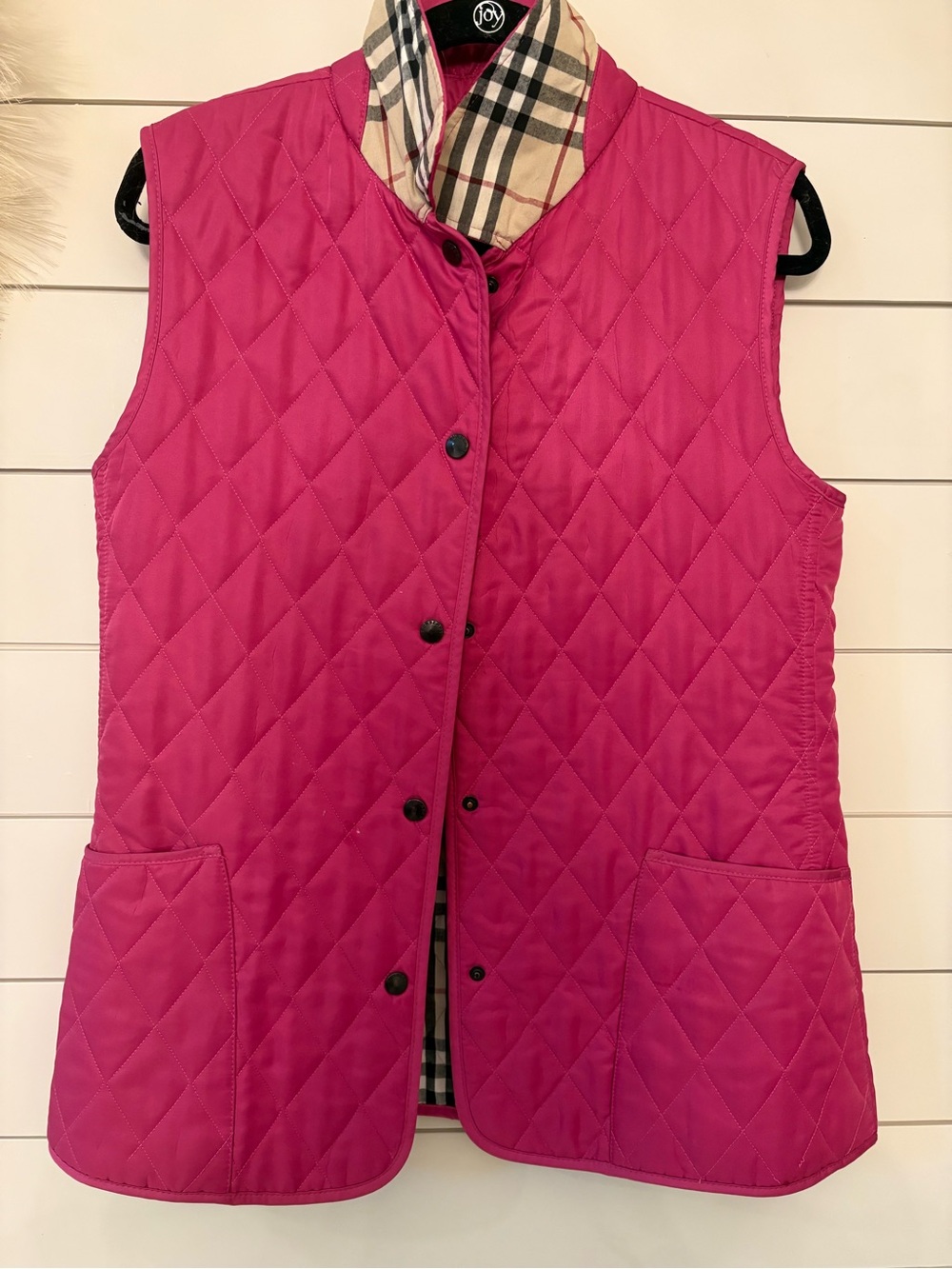 Burberry Quilted Sleeveless Vest in Fuchsia Pink